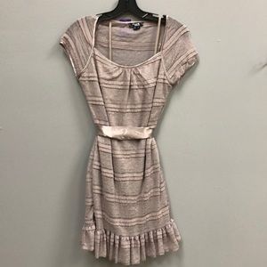 Sequin hearts. Taupe dress. Size Small.